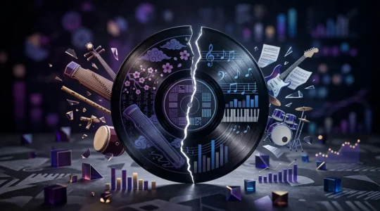 Abstract symbolic representation of K-Pop chart strategy influence on Western music metrics