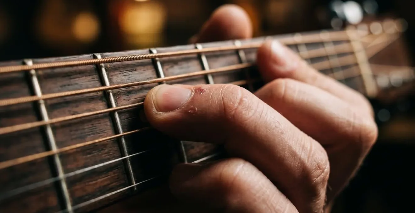 Close-up of musician hands playing instrument with visible emotion and creative flow