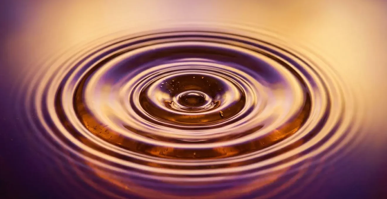 Close-up macro photograph of circular wave patterns symbolizing the dopamine loop in music