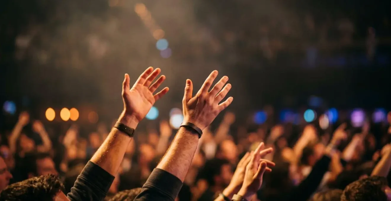 Human emotional moment capturing the post-concert connection between artist and fans