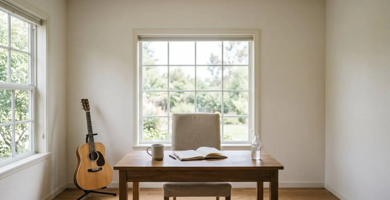 Wide environmental shot showing a dedicated learning space with natural light and focused atmosphere