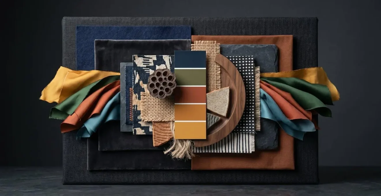 Abstract musical textures translated into visual aesthetic elements showing color palettes and mood